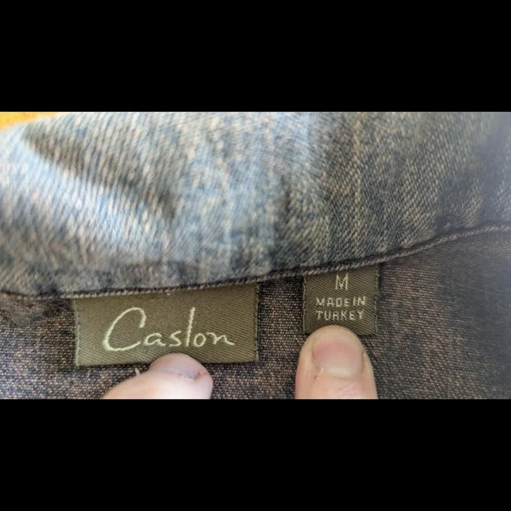 Caslon Womens Blue Faded Denim Trucker Jacket Contrast Piping‎ Size M